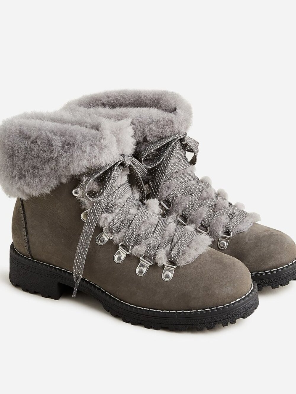 J. Crew Nordic Boots with Shearling in Grey